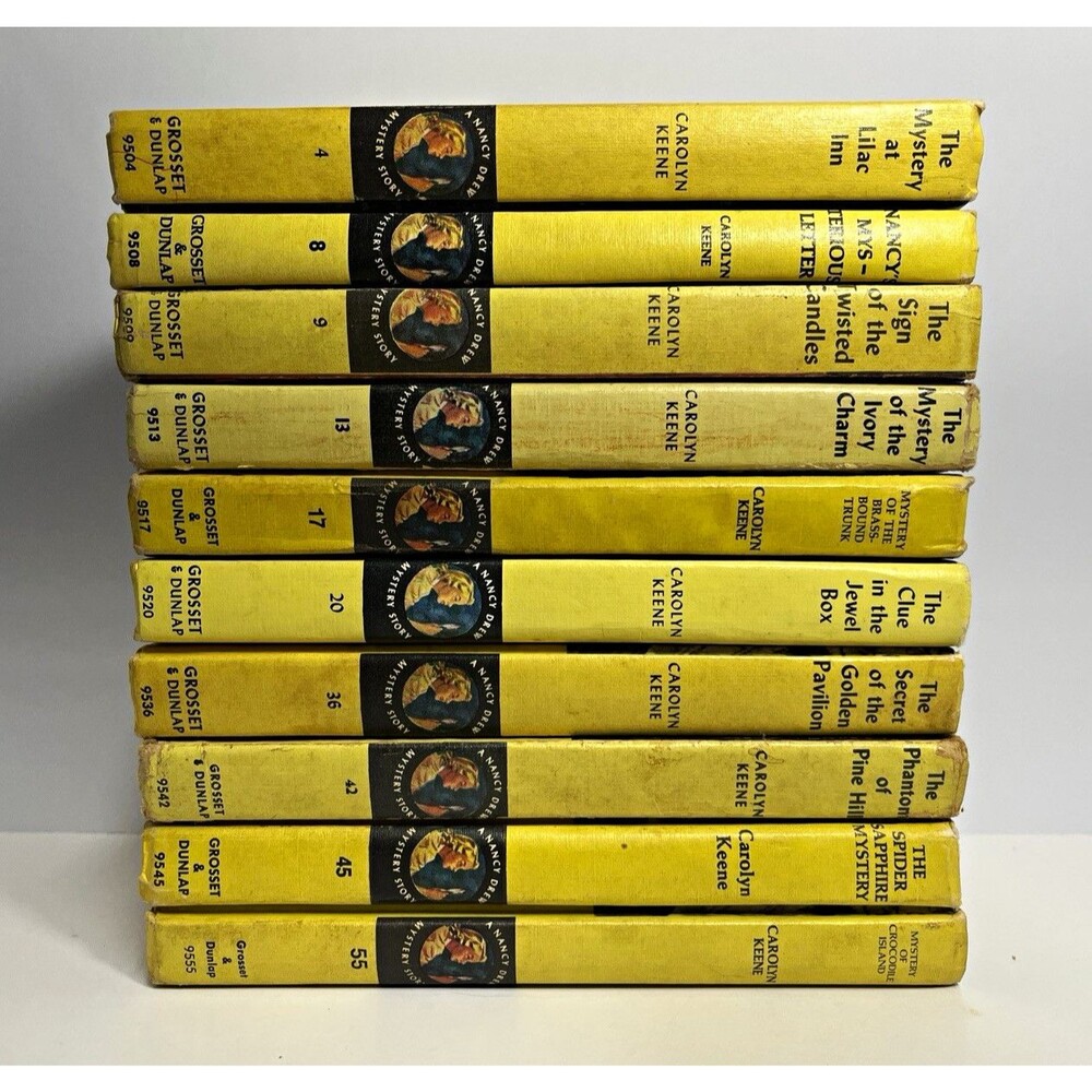 Vintage Nancy Drew Yellow Spine Hardcover Lot 10 Books Grosset & Dunlap Carolyn